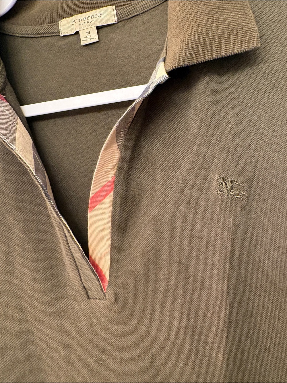 Burberry 3/4 Sleeve Olive Polo Shirt - Picture 5 of 7